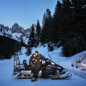 Enjoy an apéritif while admiring the Dolomites