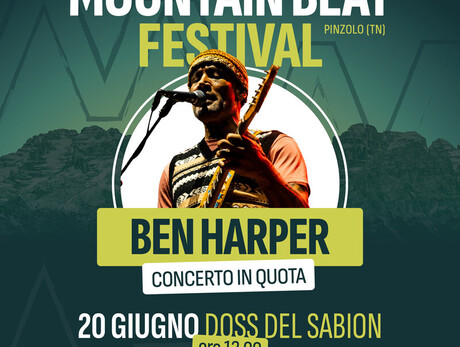 Mountain Beat Festival poster featuring Ben Harper live in Pinzolo on June 20.