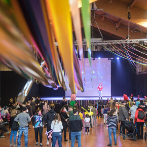 Children and parents play and have fun at the Andalo Convention Centre