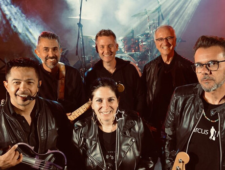 Gasato Band with instruments on stage 