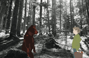 Immagine di un orso verde in mezzo al bosco