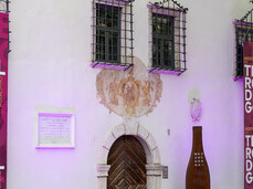 Ingresso di Palazzo Martini a Mezzocorona, allestito per l'evento