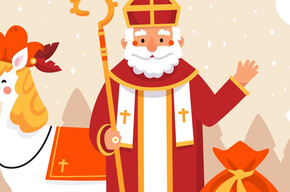 Immagine di San Nicolò con il sacco con i doni per i bambini e il cavallo