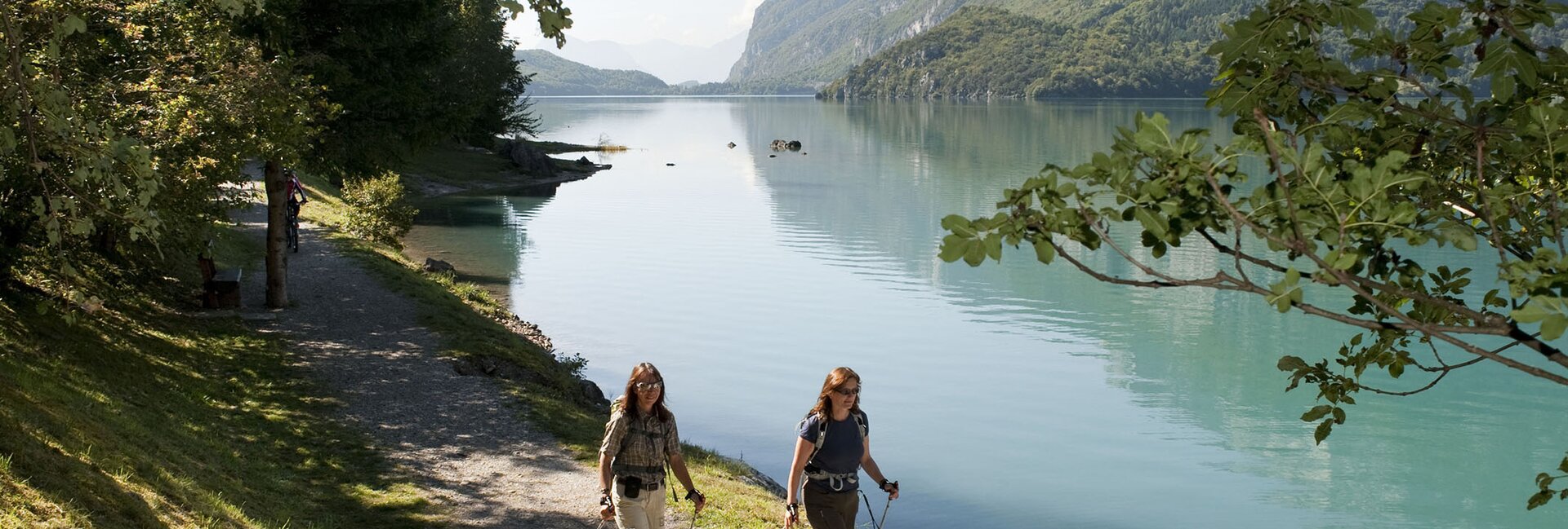 Relaxing walk along the lake shore