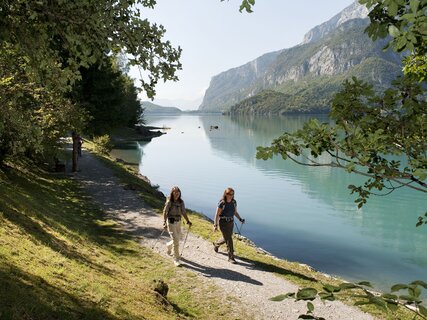 Relaxing walk along the lake shore