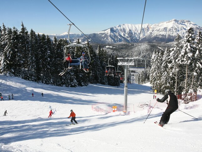 The ski slopes of the Italian dolomites