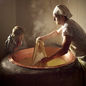 Val di Non - Malga Bordolona - Preparazione della cagliata
