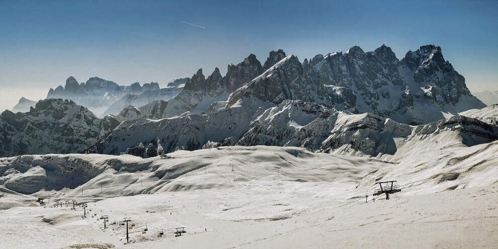 The Baita Paradiso: a view of Col Margherita and the Pale di San Martino