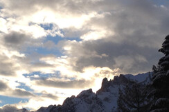 Panorama dal balcone sul Catinaccio Rosengarten Panorama dal balcone sul Catinaccio Rosengarten