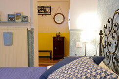 Blue bed and entryway