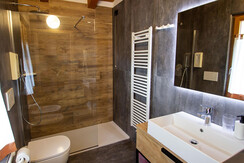 Bathroom with wide shower