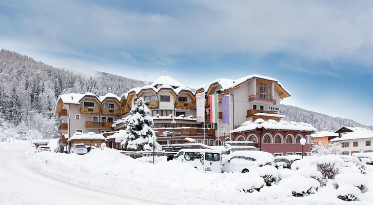 Struttura esterno_inverno | © Tevini Dolomites Charming Hotel