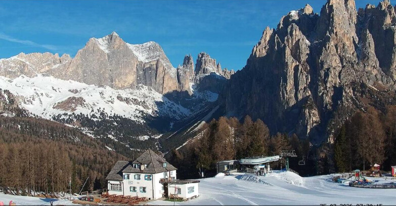 Webcam Vigo di Fassa-Pera-Ciampedìe - Vigo - Torri del Vajolet
