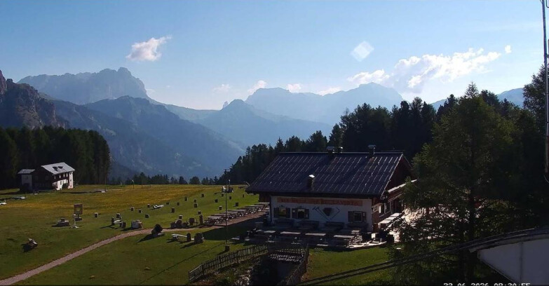 Webcam Vigo di Fassa-Pera-Ciampedìe - Vigo - Sassolungo und Pordoi